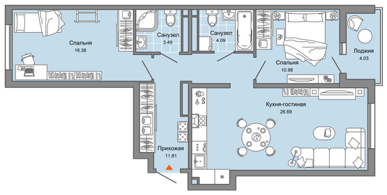 73,4 м², 3-комнатная квартира 9 657 860 ₽ - изображение 6