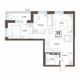 Квартира 62,1 м², 2-комнатная - изображение 1