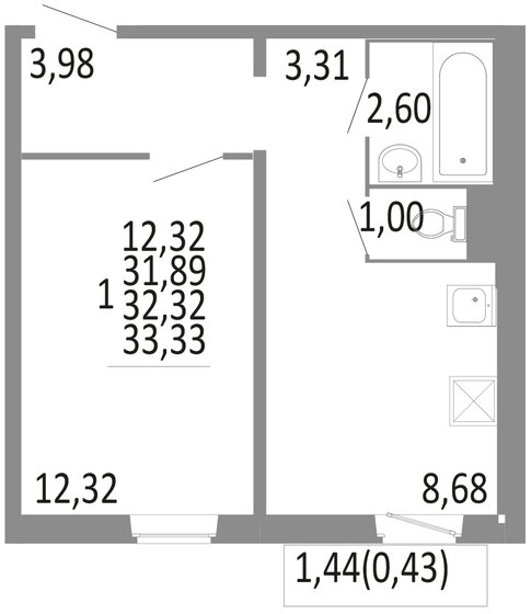 31,9 м², 1-комнатная квартира 3 272 000 ₽ - изображение 13