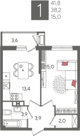 41,8 м², 1-комнатная квартира 10 454 180 ₽ - изображение 18