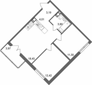 Квартира 54,4 м², 2-комнатная - изображение 1