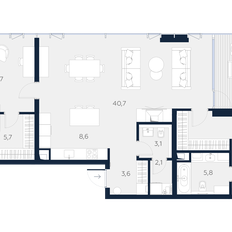 Квартира 141,7 м², 2-комнатные - изображение 2