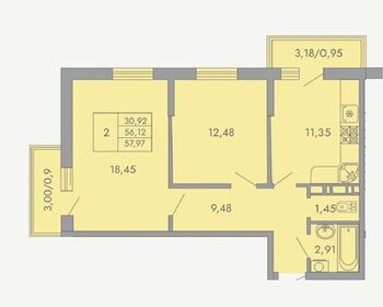 57 м², 2-комнатная квартира 4 330 000 ₽ - изображение 100