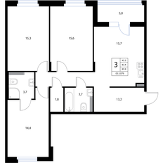 Квартира 85,9 м², 4-комнатная - изображение 2