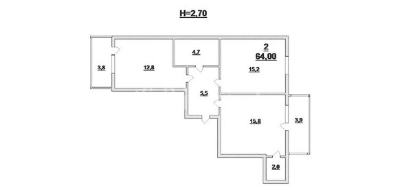 Квартира 64 м², 2-комнатная - изображение 1