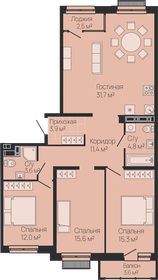 Квартира 100,5 м², 3-комнатная - изображение 1