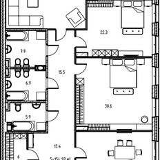 Квартира 157,1 м², 3-комнатная - изображение 3