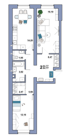 Квартира 64,8 м², 2-комнатная - изображение 1