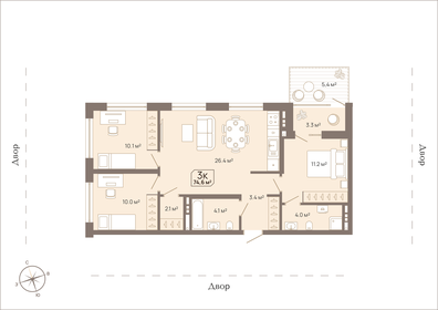 89 м², 3-комнатная квартира 8 500 000 ₽ - изображение 52