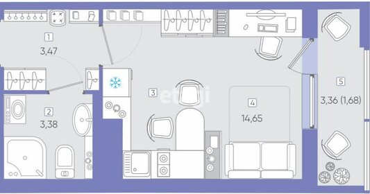 Квартира 23,2 м², студия - изображение 1