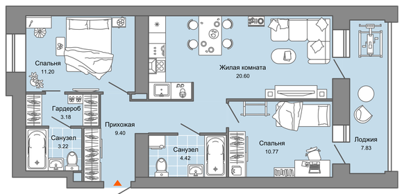 68,9 м², 3-комнатная квартира 5 100 000 ₽ - изображение 53