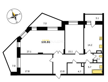 Квартира 109 м², 3-комнатная - изображение 1