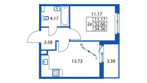 31,6 м², 1-комнатная квартира 4 800 000 ₽ - изображение 150