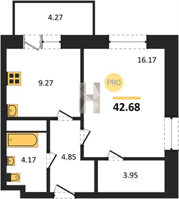 Квартира 42,7 м², 1-комнатная - изображение 1