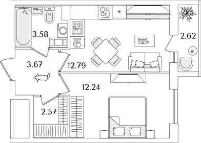 36,3 м², 1-комнатная квартира 9 264 260 ₽ - изображение 79