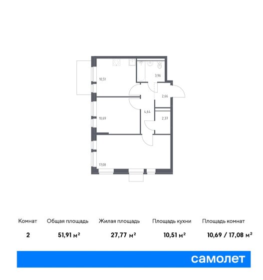 51,9 м², 2-комнатная квартира 9 362 058 ₽ - изображение 1