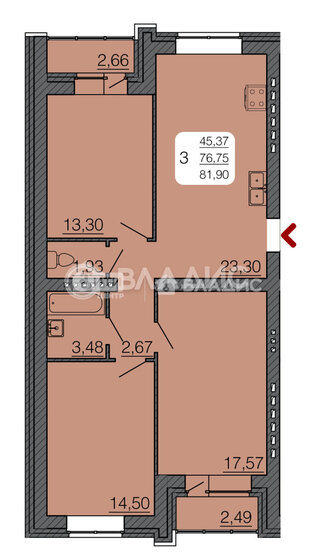 81,9 м², 3-комнатная квартира 5 394 400 ₽ - изображение 1