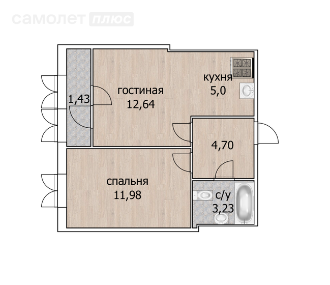 38,9 м², 2-комнатная квартира 6 990 000 ₽ - изображение 51