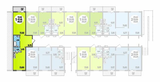 48,6 м², 1-комнатная квартира 4 468 440 ₽ - изображение 51