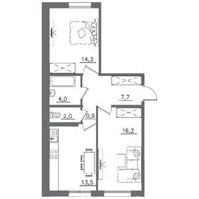 Квартира 58,6 м², 2-комнатная - изображение 1