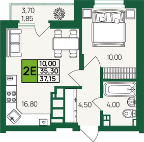 Квартира 37,2 м², 1-комнатная - изображение 1