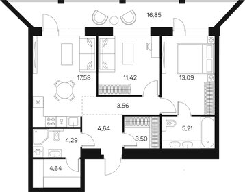 Квартира 76,4 м², 2-комнатная - изображение 1