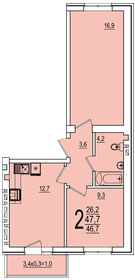 49,7 м², 2-комнатная квартира 6 585 550 ₽ - изображение 8