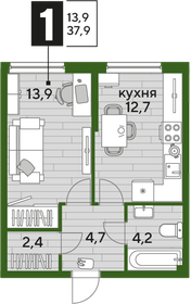 Квартира 37,9 м², 1-комнатная - изображение 2