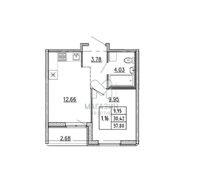 Квартира 33,1 м², 1-комнатная - изображение 1