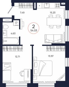 50,9 м², 2-комнатная квартира 7 500 000 ₽ - изображение 55