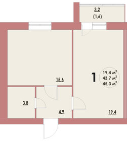 45,3 м², 1-комнатная квартира 3 900 000 ₽ - изображение 25