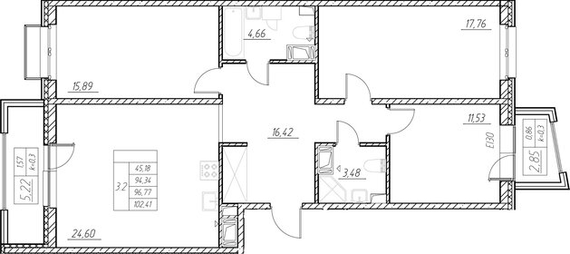 78,8 м², 3-комнатная квартира 8 850 000 ₽ - изображение 72