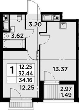 34,2 м², 1-комнатная квартира 5 815 000 ₽ - изображение 30
