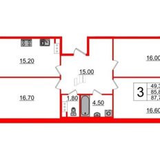 Квартира 87,7 м², 3-комнатная - изображение 3