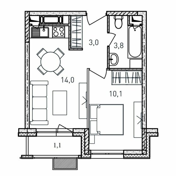 32 м², 1-комнатная квартира 6 080 000 ₽ - изображение 29