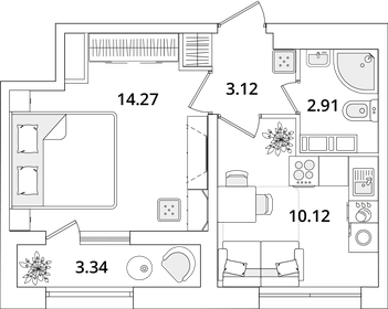 30,7 м², 1-комнатная квартира 5 400 000 ₽ - изображение 98