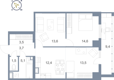 75,1 м², 1-комнатная квартира 8 970 000 ₽ - изображение 42