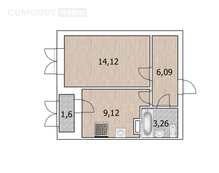 33,5 м², 1-комнатная квартира 4 150 000 ₽ - изображение 51