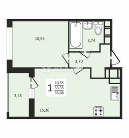 Квартира 35,1 м², 1-комнатная - изображение 1