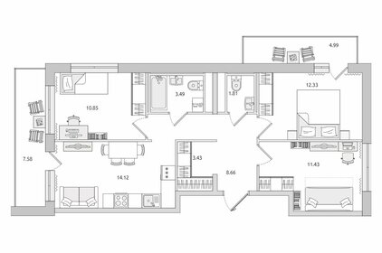 Квартира 78,7 м², 3-комнатная - изображение 1