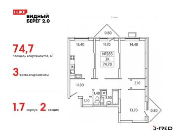 67 м², 3-комнатная квартира 9 850 000 ₽ - изображение 70