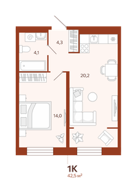 40,7 м², 1-комнатная квартира 6 300 000 ₽ - изображение 68