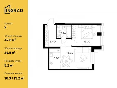 Квартира 47,6 м², 2-комнатная - изображение 1