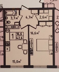 Квартира 43 м², 1-комнатная - изображение 1