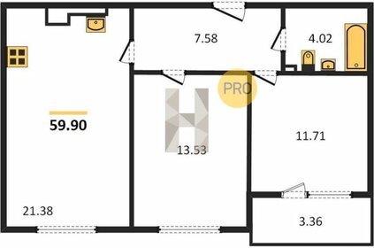 Квартира 59,9 м², 2-комнатная - изображение 1