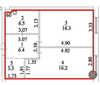 Квартира 48,7 м², 1-комнатная - изображение 1