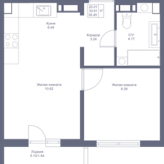 Квартира 35,5 м², 1-комнатная - изображение 3