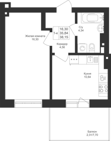 38,2 м², 1-комнатная квартира 7 221 690 ₽ - изображение 55
