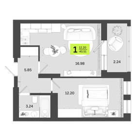 44,6 м², 1-комнатные апартаменты 5 799 300 ₽ - изображение 74