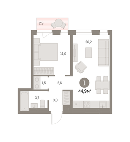 45,1 м², 2-комнатная квартира 7 800 000 ₽ - изображение 110